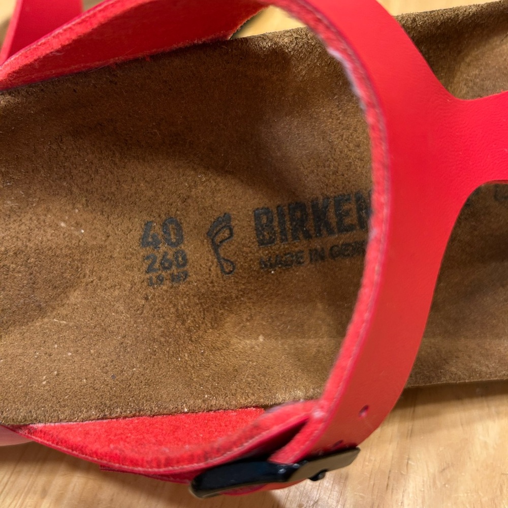 Birkenstock Red Black Gizeh Thong Birko-Flor Sandals EU 40 W9 M7 - Picture 9 of 9